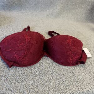 Auden 46DDD Plus Size The Sublime Plunge Coverage Underwire Push-Up Bra Lace Red